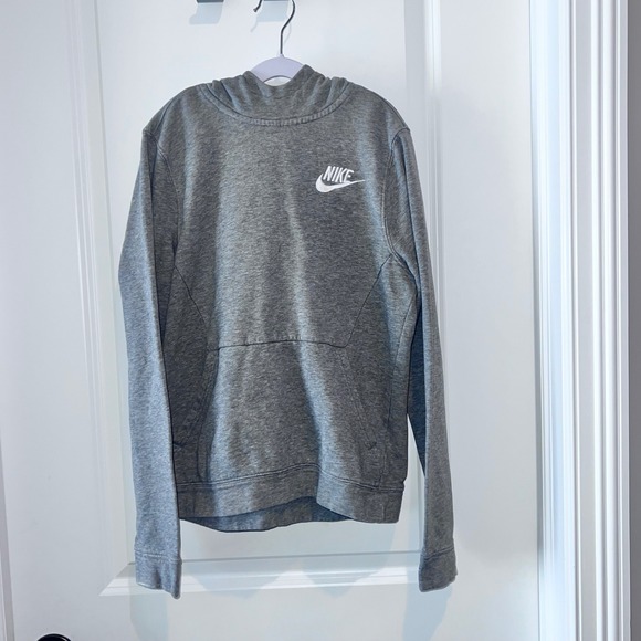 Nike‎ LARGE Boy's Embroidered Logo Pullover Hoodie GRAY - - Picture 1 of 7
